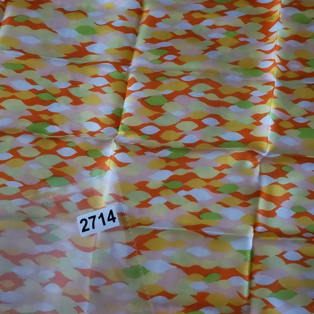 Vintage Glentex‎ Vera Neumann Scarf Womens Yellow Abstract Vinal Silk Made Japan